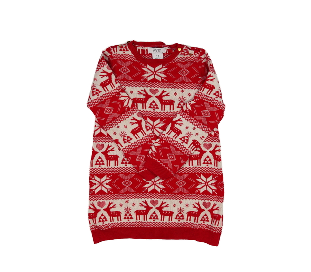 Červené pletené vánoční šaty 