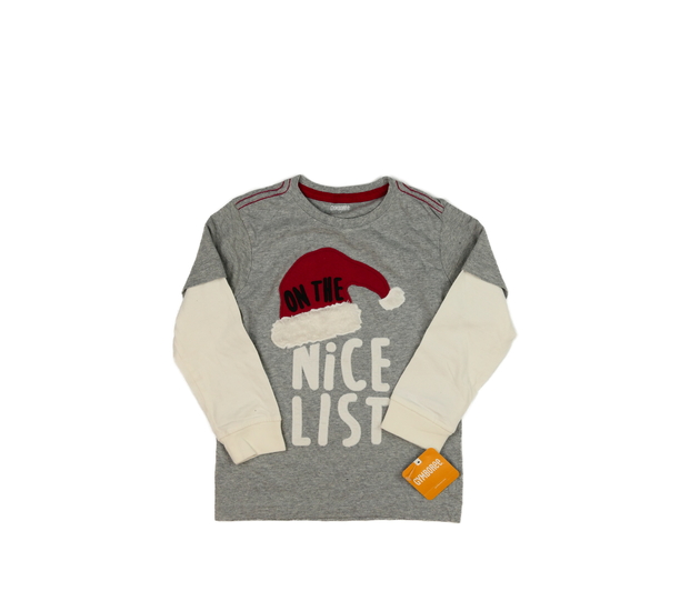 Nové šedé vánoční triko s bílými rukávy 