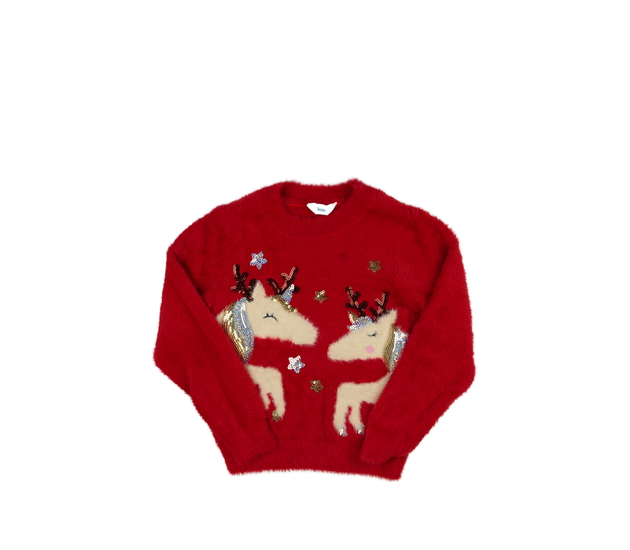 Červený žinylkový vánoční svetr M&Co 