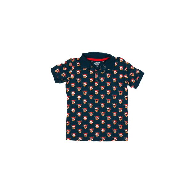 Modré vánoční triko s  límečkem Next