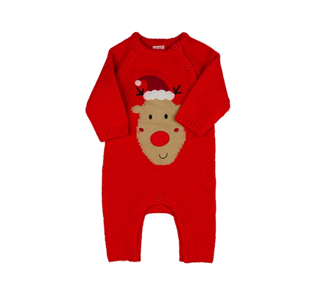 Červený vánoční teplý overal 