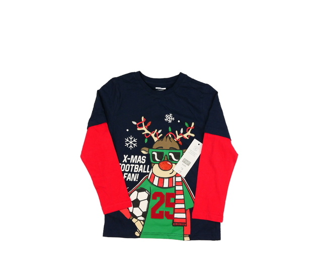 Nové modro-červené vánoční triko F&FR