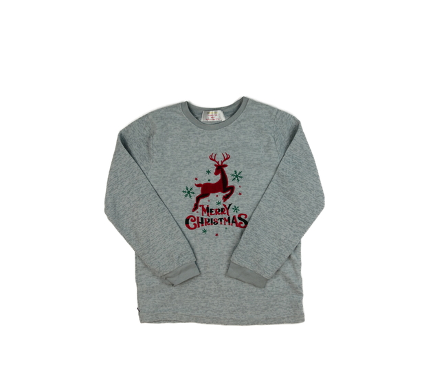 Šedý fleecový pyžamový vánoční vršek 