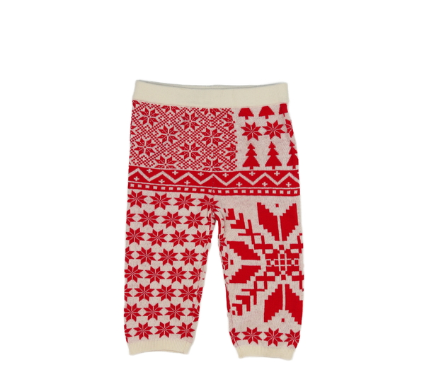 Bílo-červené vzorované teplejší legíny Tu 