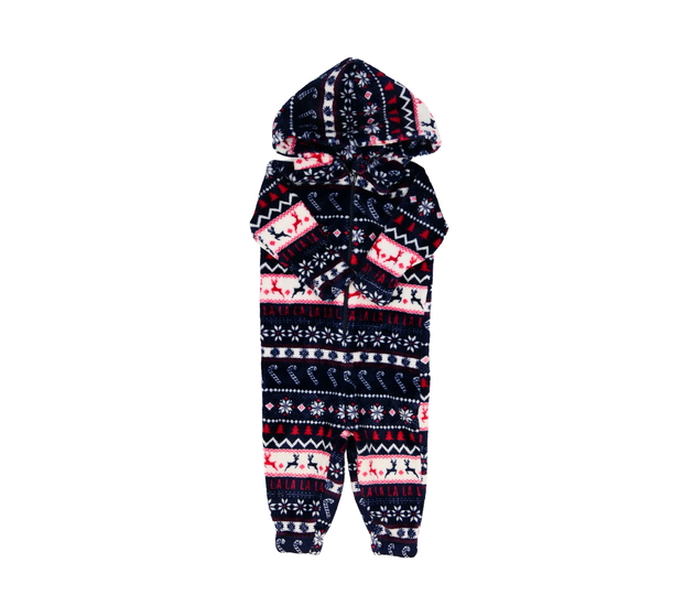 Modrý vzorovaný vánoční teplý overal 