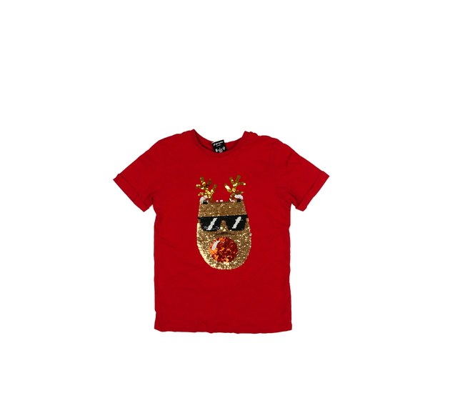 Červené vánoční triko s flitry George