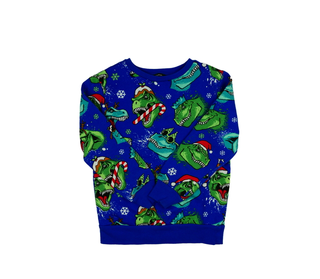 Modrá vánoční mikina s dinosaury George