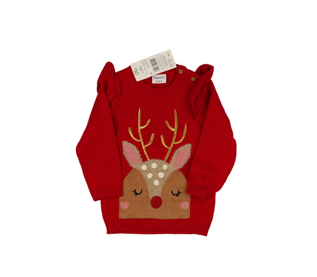 Nový červený vánoční svetr s volánky F&F