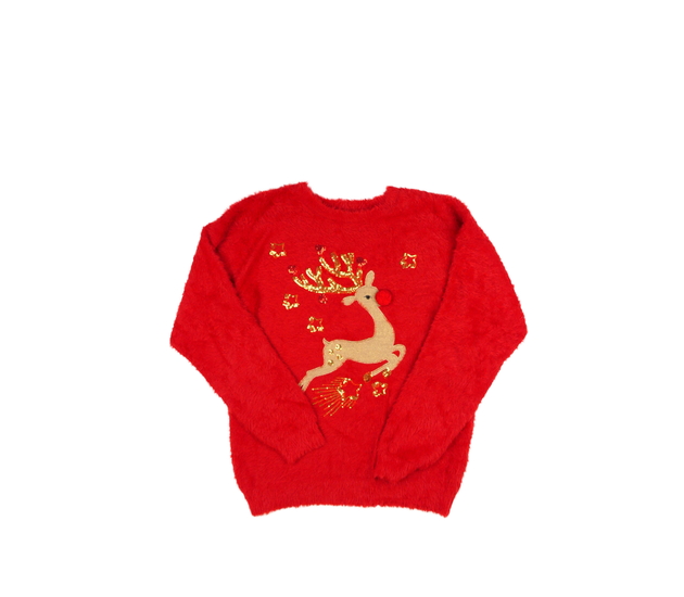 Červený žinylkový vánoční svetr F&F