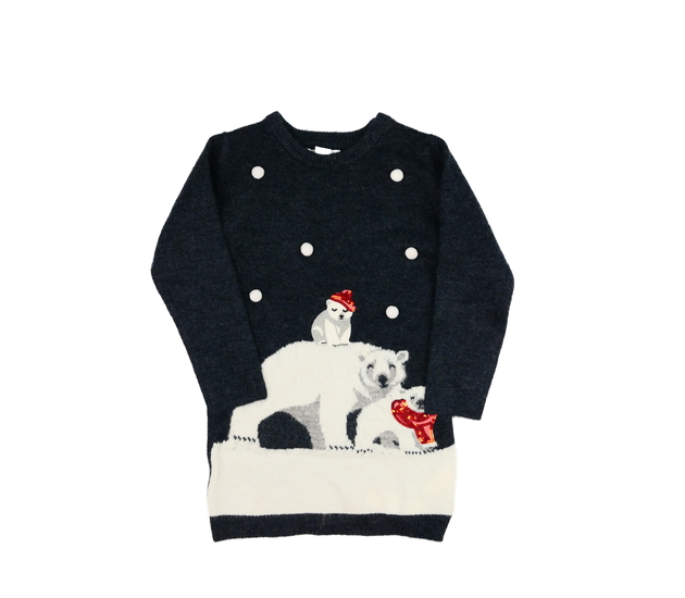 Tmavé svetrové šaty s medvědem Primark 