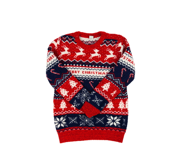 Modro-červený vánoční svetr Tu 