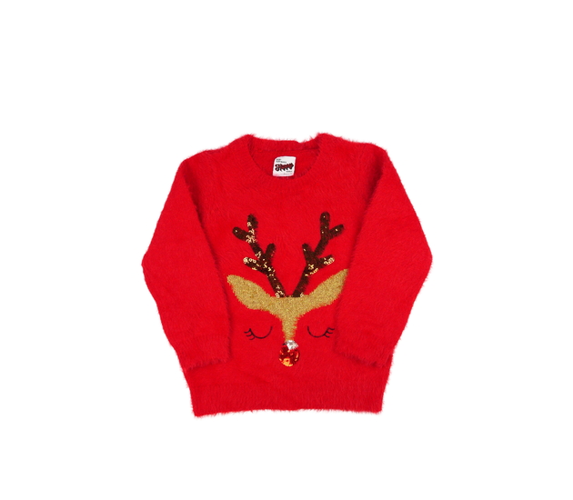 Červený žinylkový vánoční svetr George