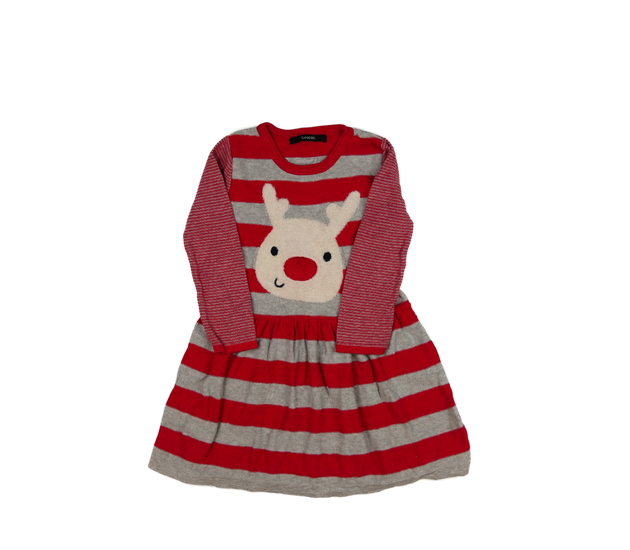 Červeno-šedé svetrové vánoční šaty George