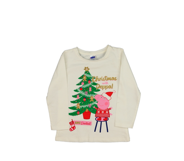 Bílé vánoční triko Prasátko Pepa 