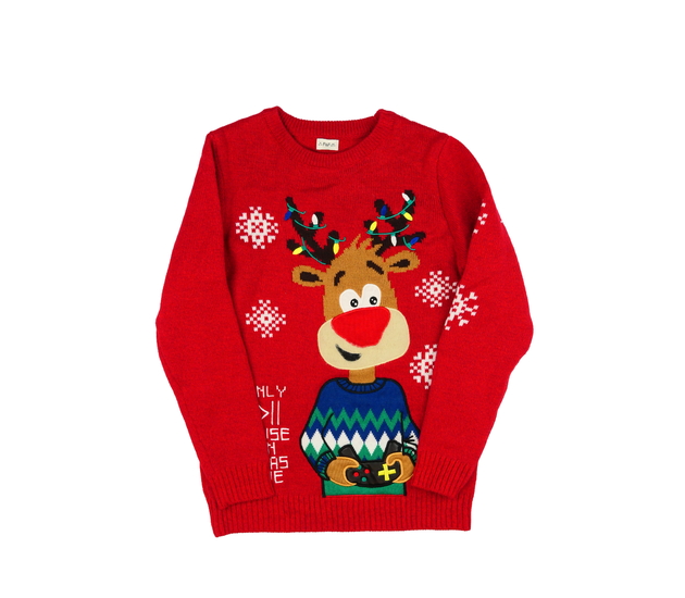 Červený stylový vánoční svetr F&F