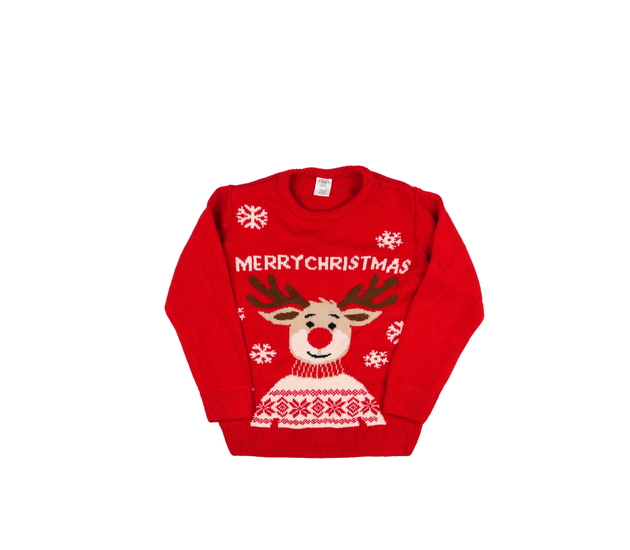 Červený vánoční svetr se sobíkem 