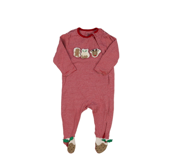 Červený pruhovaný vánoční overal M&S