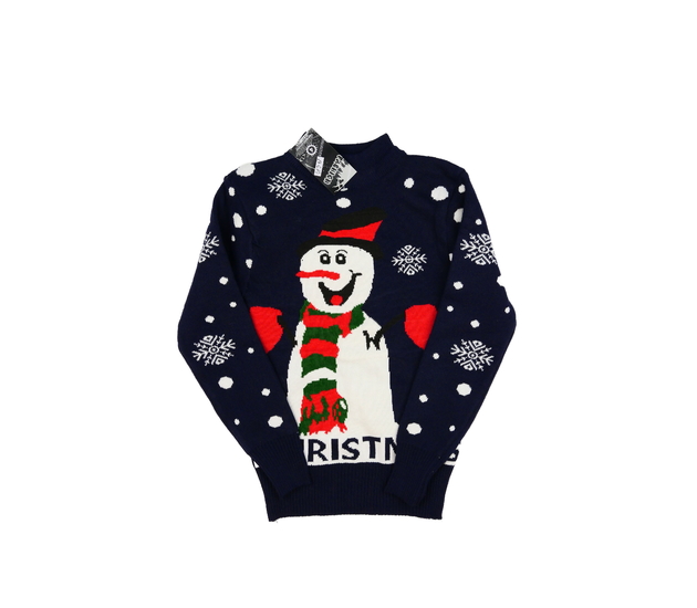 Nový modrý vánoční svetr se sněhulákem 