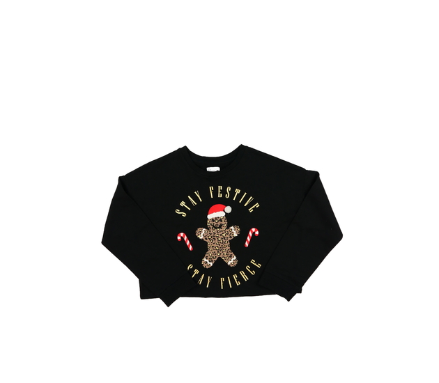 Černá vánoční crop mikina George 