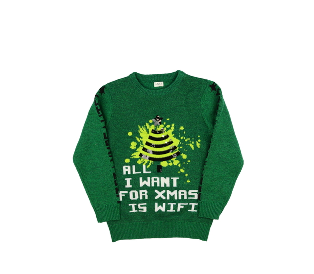 Zelený vtipný vánoční svetr F&F
