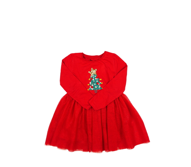 Červené vánoční šaty se stromečkem Tu 