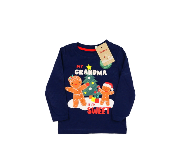 Nové modré vánoční triko s perníčky Nutmeg 