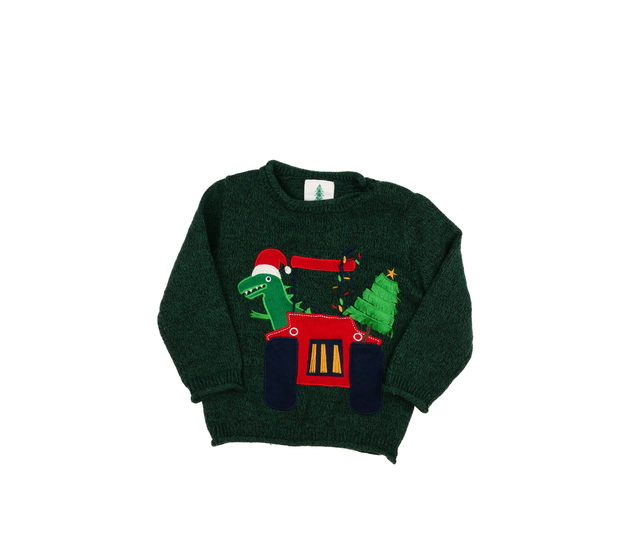 Zelený vánoční svetr s dinosaurem George