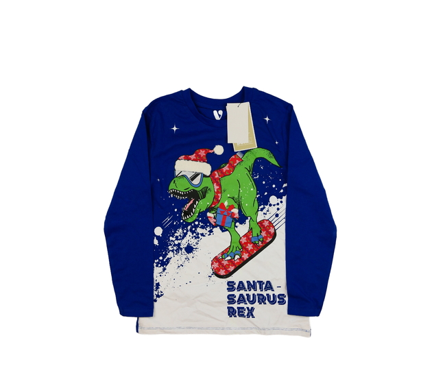 Nové modré vtipné vánoční triko s dinosaurem 