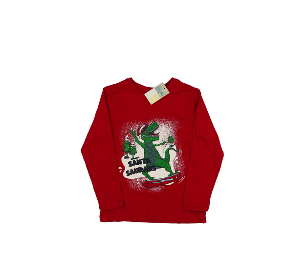 Nové červené vánoční triko s dinosaurem Primark 