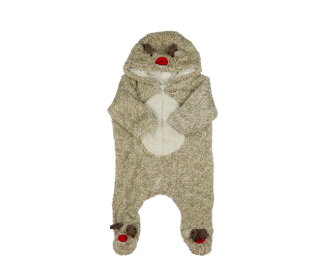 Hnědý chlupatý vánoční overal F&F