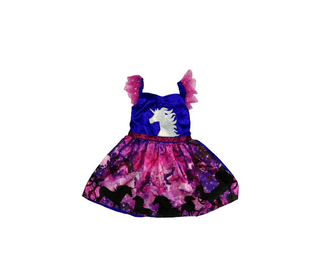 Fialovo-růžové karnevalové šaty s jednorožci