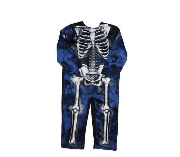 Tmavý karnevalový overal s kostrou 