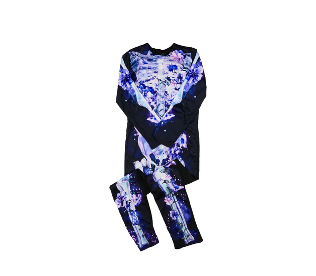 Krásný karnevalový overal  s kostrou a květinami G