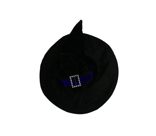 Černo-fialový karnevalový čarodějnický klobouk