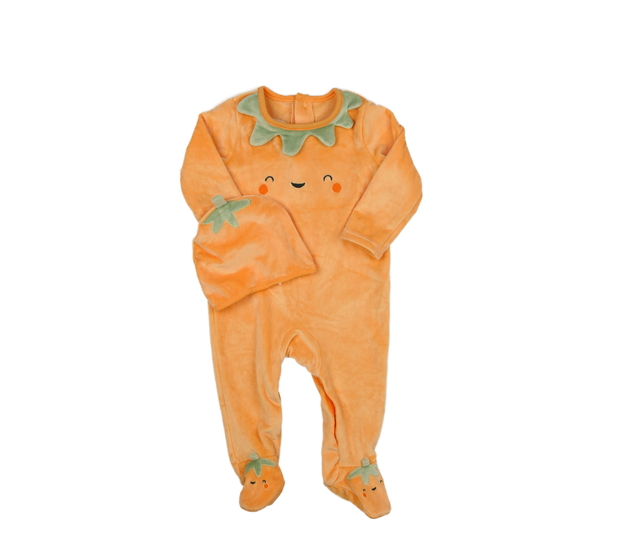 Oranžový hebký halloween overal a čepička George