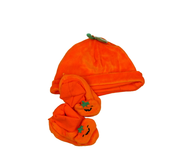 Oranžová halloween čepička a bačkůrky F&F