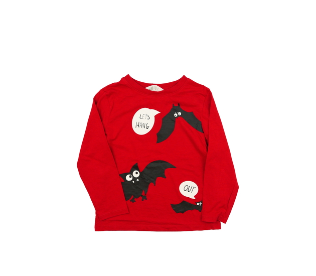 Tmavě červené halloween triko s netopýry H&M