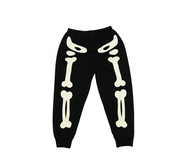 Černé halloweenské kalhoty s kostrou 