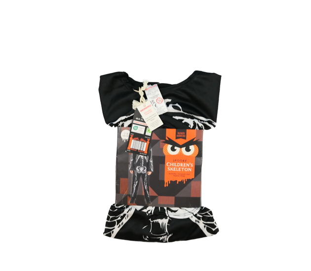 Nový černý halloweenský overal s kostrou 
