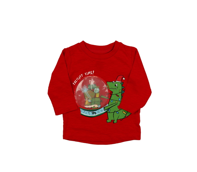 Červené vánoční triko s dinosaury Next