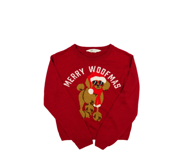 Červený vánoční svetr se psem H&M