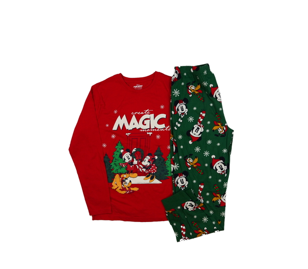 Červeno-zelené vánoční pyžamo Mickey Disney Primar
