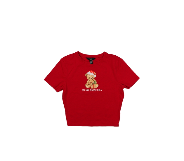 Červený vánoční crop top New Look 