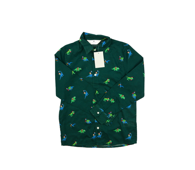 Nová zelená vánoční dinosauří košile H&M