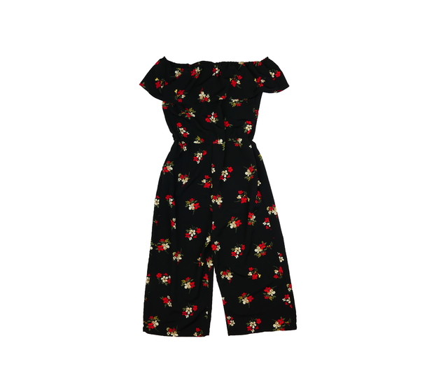 Černý vzdušný květinový overal New Look