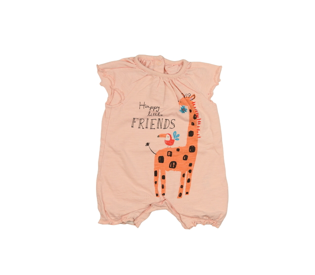 Světle růžový overal se žirafou