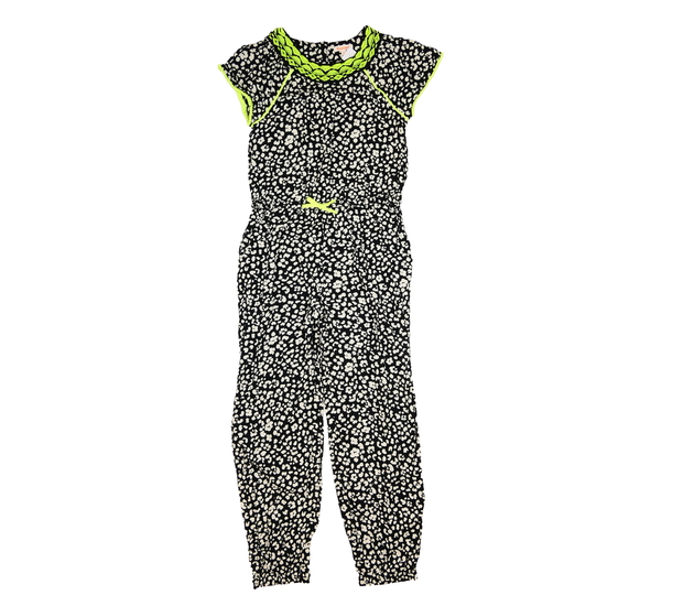 Vzorovaný letní overal se žlutými detaily Bluezoo
