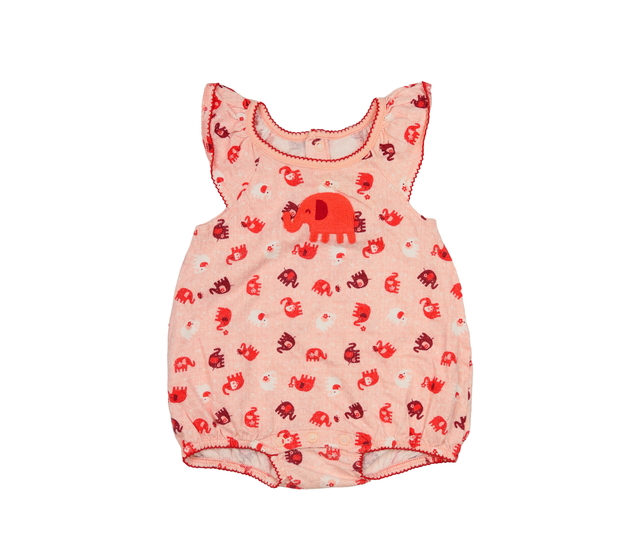 Růžový letní overal se sloníky Nutmeg