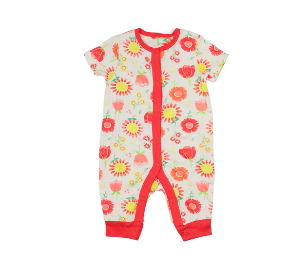 Bíločervený květinový overal Nutmeg