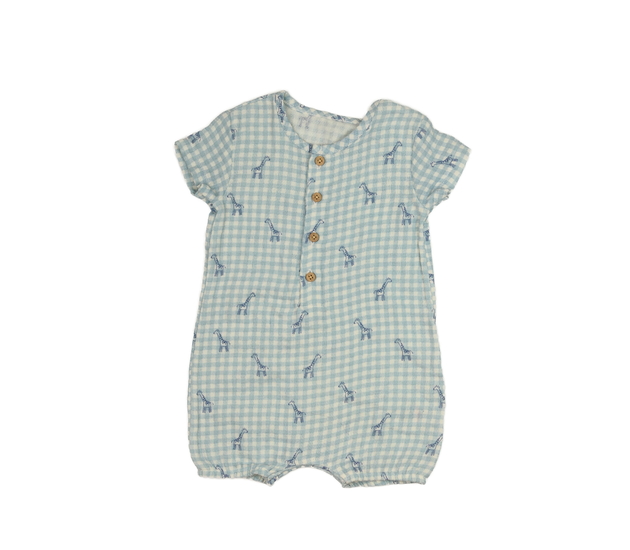 Modrý kostkovaný overal se žirafami George